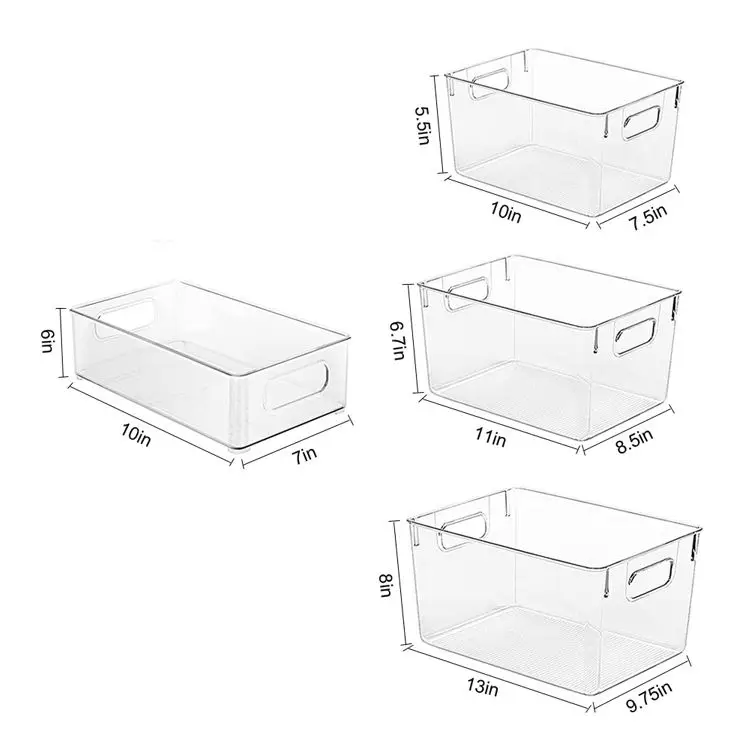 Acrylic Clear Space Plastic Storage Bins Kitchen Pantry Storage Drawers Transparent Fridge Cabinet Refrigerator Organizers Boxes