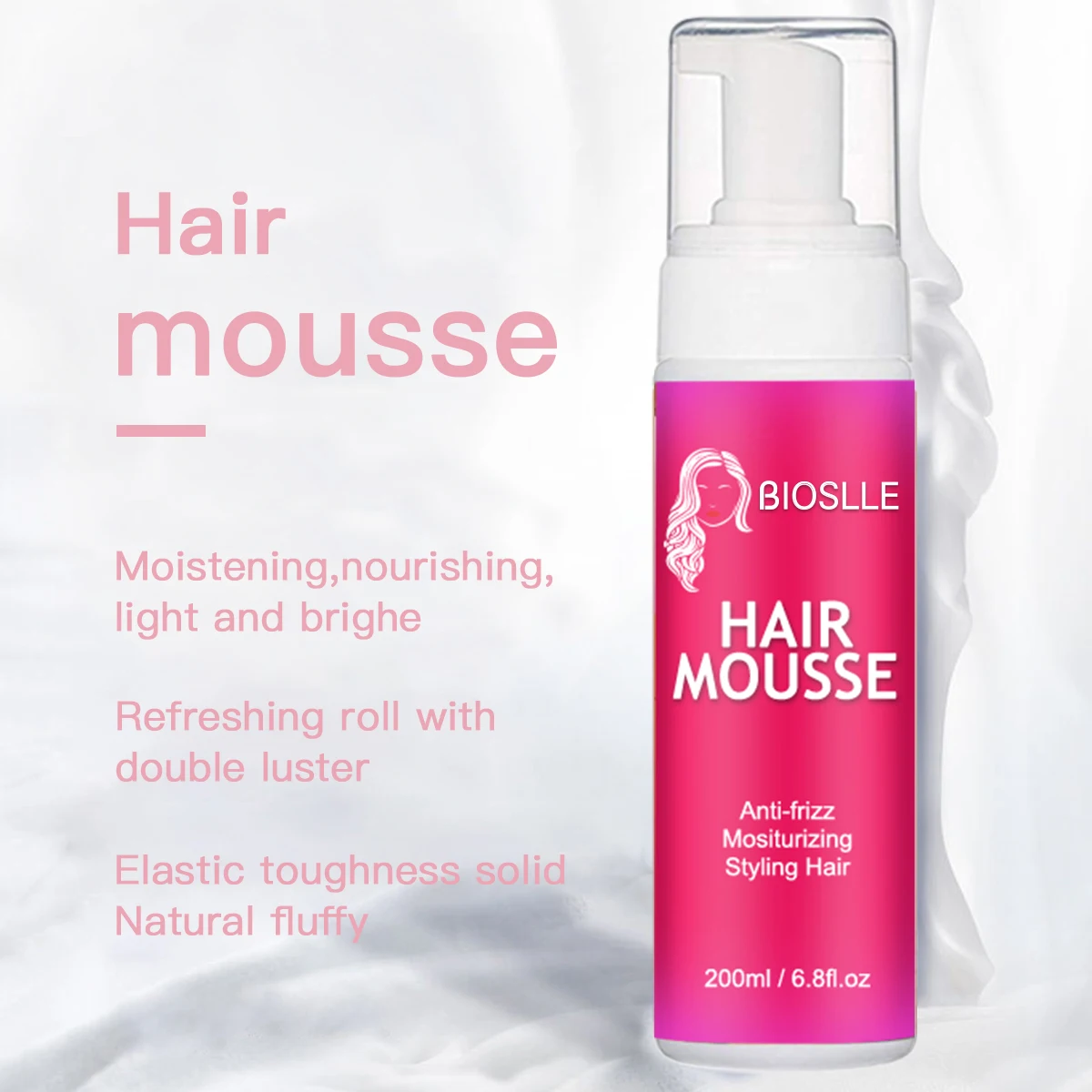 BIOSLLE Private Label Custom Logo Braids Strong Hold Define Curl Anti-frizz Wigs Styling Hair Foam Hair Curly Mousse