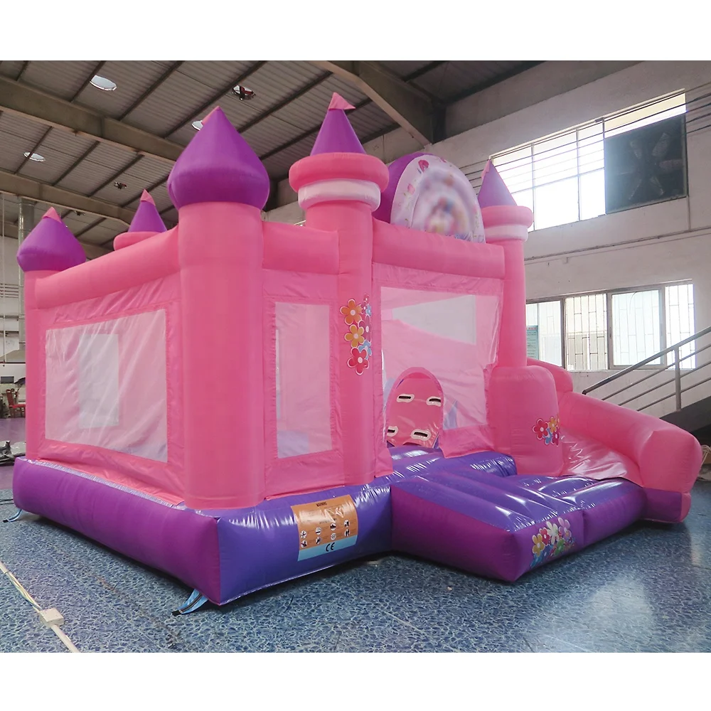 free air ship to door, 4.5x4m pink bouncy castle, commercial inflatable jumper house with slide combos for sale