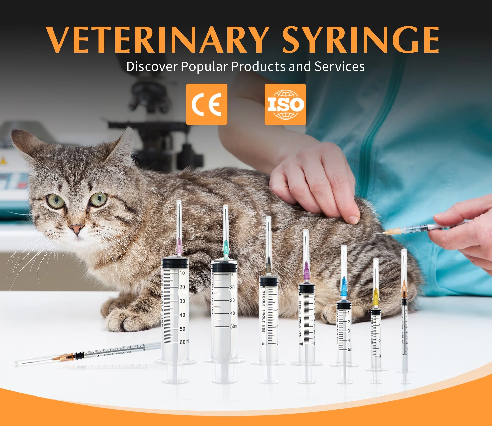 Disposable Sterile Veterinary Syringe with Needle for Pig Cow Sheep Dog Cat Vaccination-10ml 20ml 30ml Options
