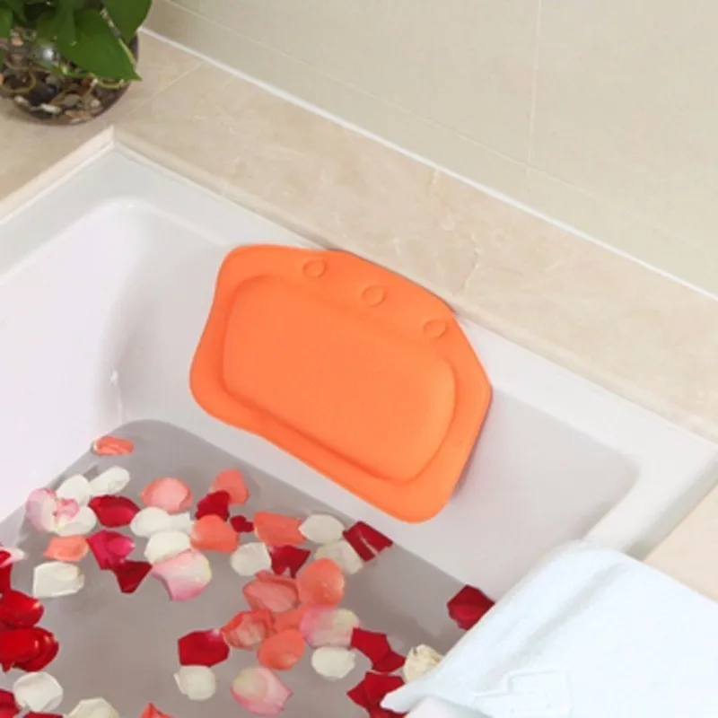 New 4 Colors Eco-Friendly Comfortable SPA Bath Pillow Headrest Suction Cup Bathtub Soft Pillows Bathroom Products 21*31cm