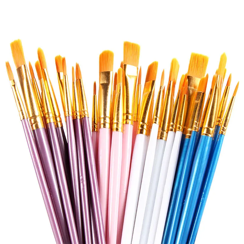 10pcs Painting Brush Set Nylon Acrylic Oil Watercolor Gouache Paint