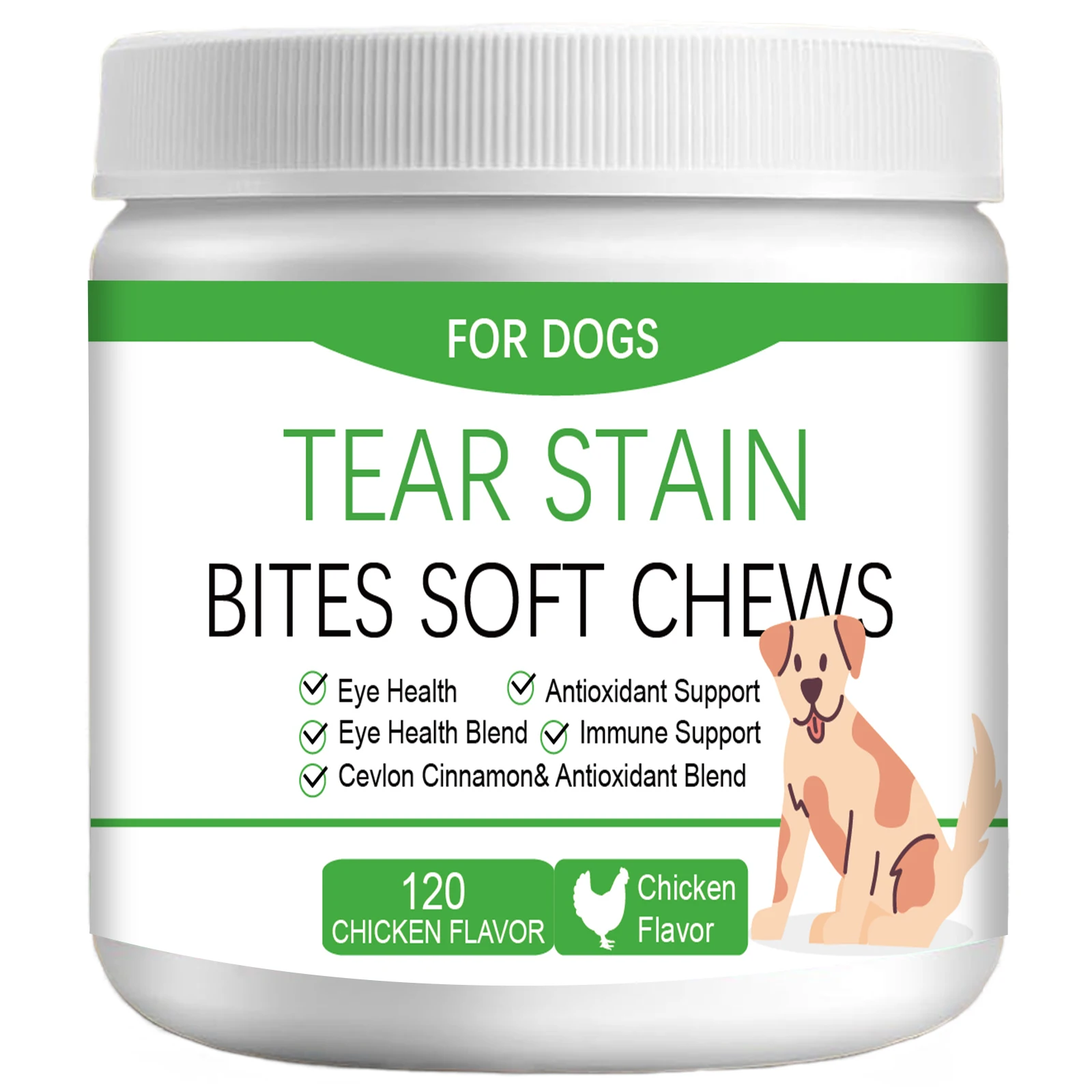 Custom Tear Stain for Puppy Adult Dogs Salmon and Beef Flavored Vitamin Supplements for Puppy Health Care Eyesight