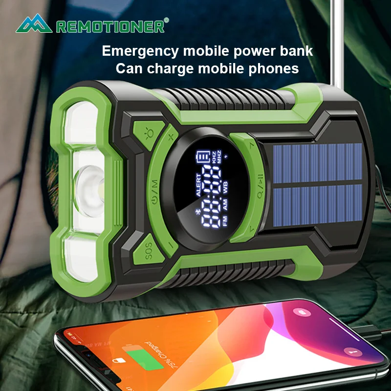 5000mAh Emergency Hand Crank Radio Solar Powered Station Portable Weather Radio with LED Flashlight