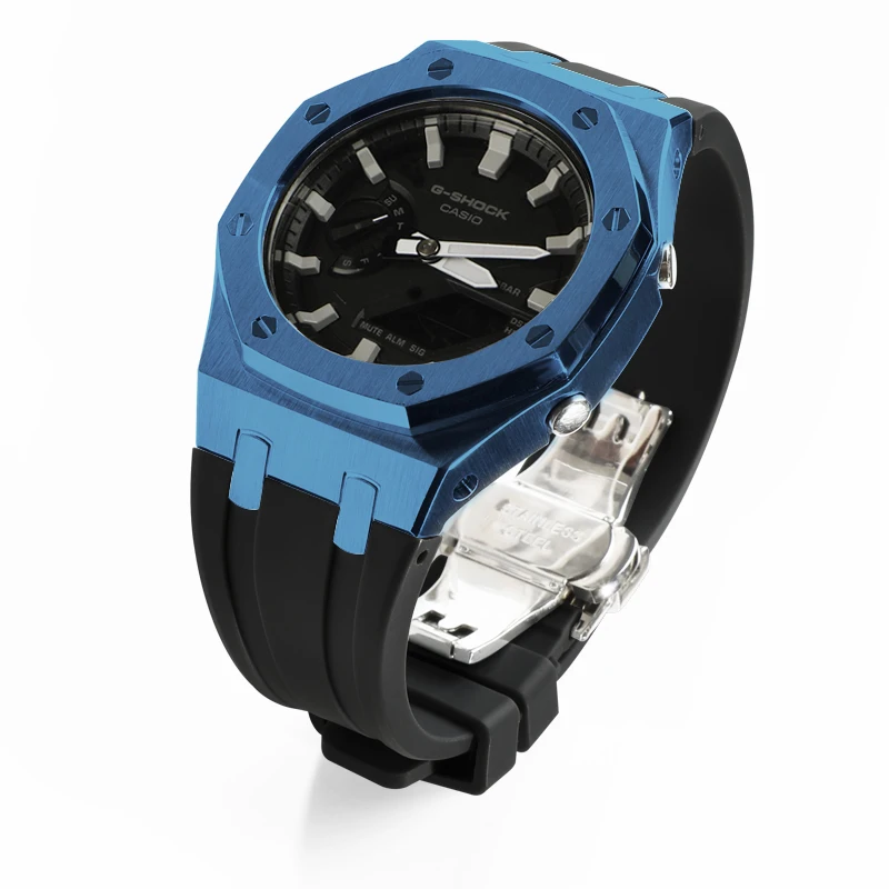 GA-2100 5th generation Силиконовый каучуковый ремешок для наручных часов из нержавеющей стали чехол рамка Mod Kit для G SHOCK GA2100 часы замена
