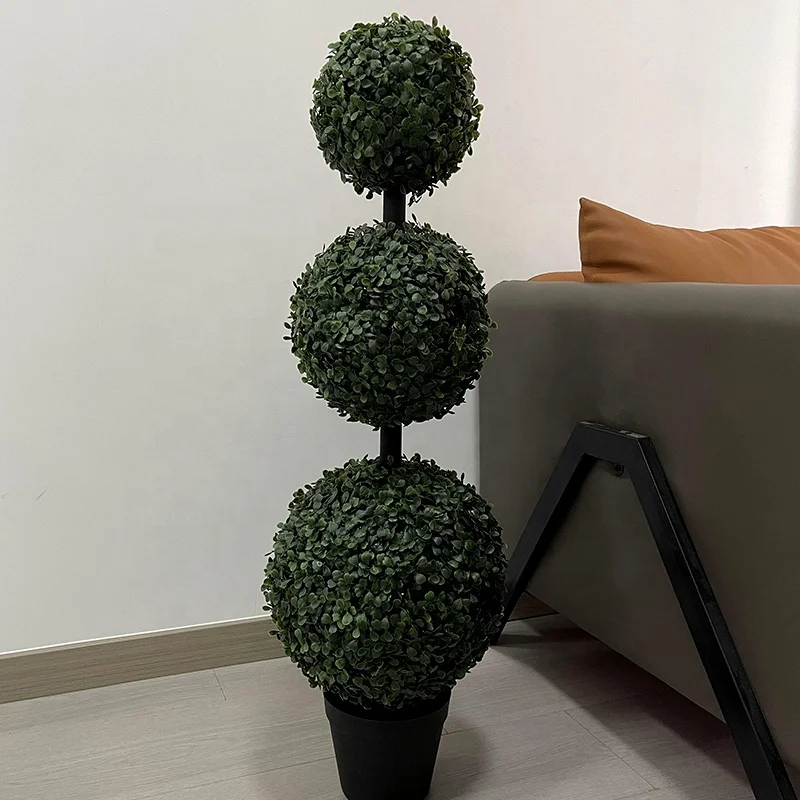 90cm Artificial Trees Boxwood Topiary Ball bonsai grass plants Artificial Boxwood Topiary Tree