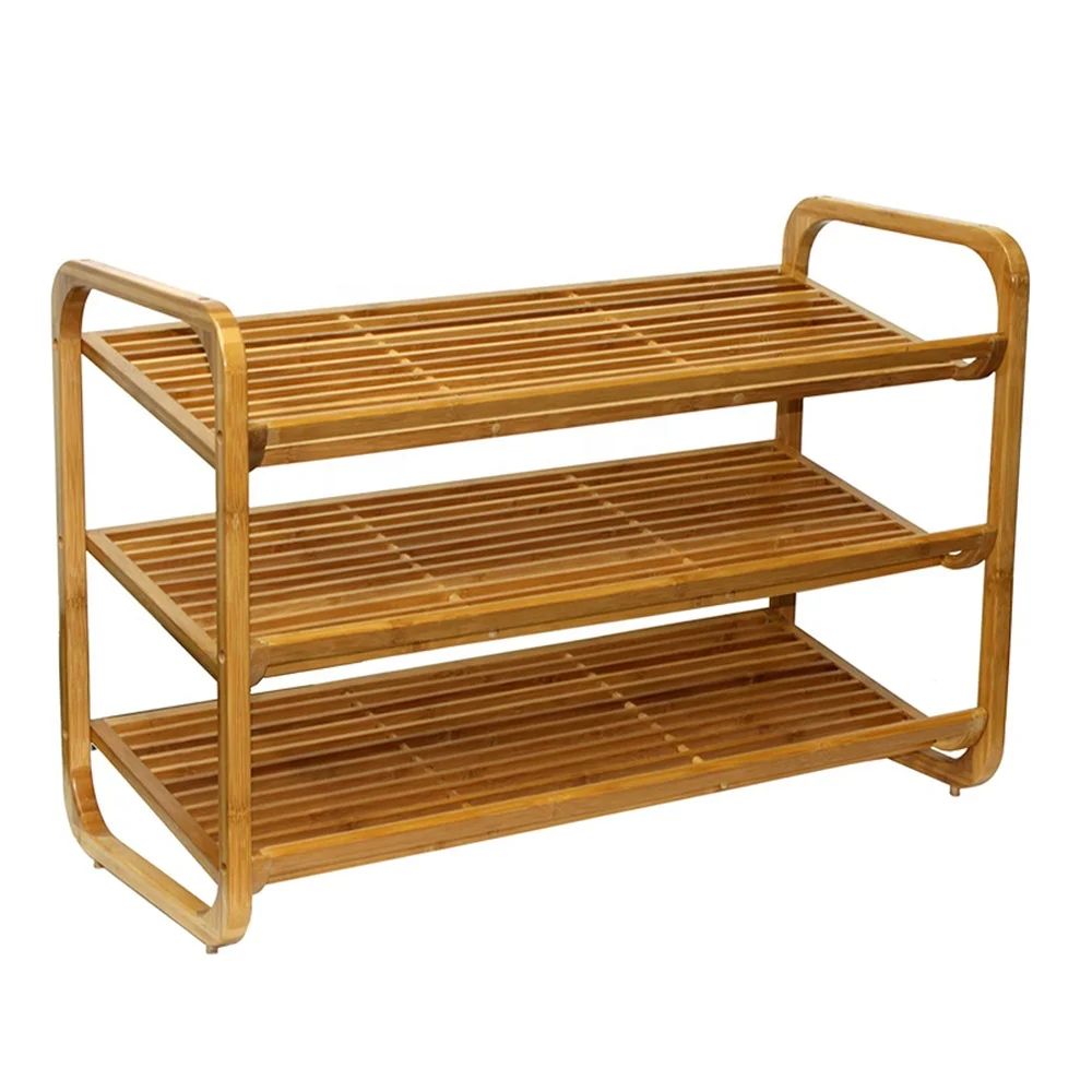 Скандинавский деревянный современный Крытый стеллаж для обуви полка с органайзер для хранения шкаф 3 слой бамбукового волокна и полки для обуви
