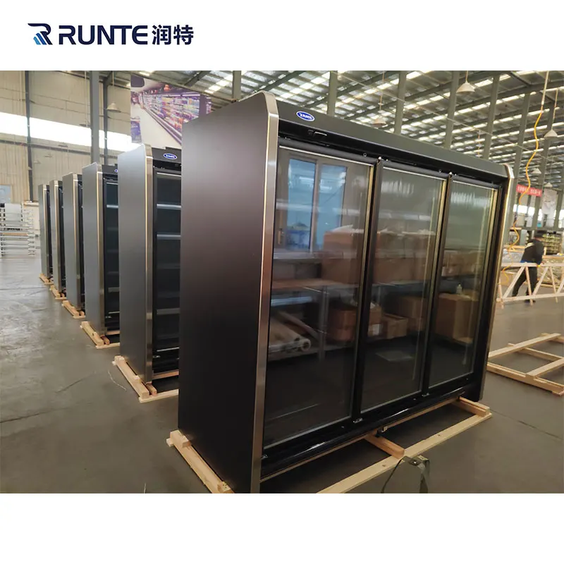 Commercial vertical deep freezer electric heating glass door vertical upright display freezer