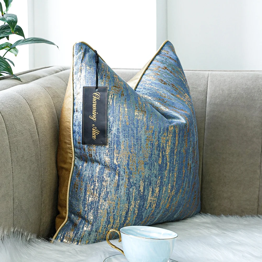 Square Abstract Design Jacquard Cushion Case Luxury Modern Throw Pillow Cover Decorative Pillow for Couch Living Room 20inch