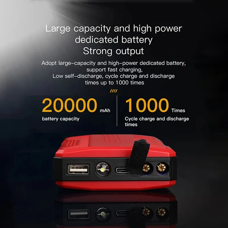 Portable Car Battery Booster Charger Booster Power Bank Starting Device 12V Gasoline Vehicles 20000mAh Car Battery Jump Starter