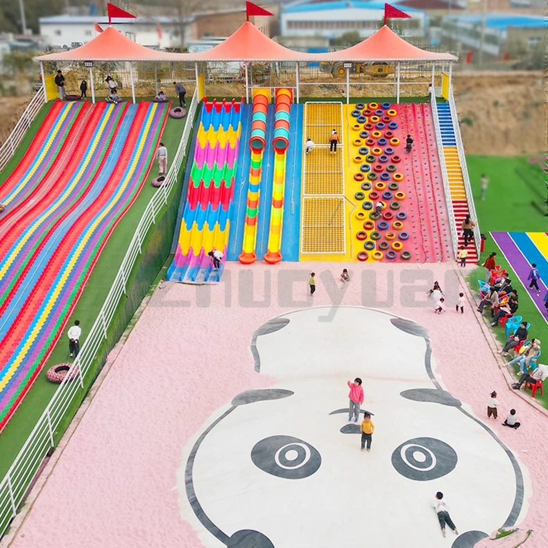 Outdoor Playground Amusement Park Rides Plastic Rainbow Slide Climbing Combination for Kids