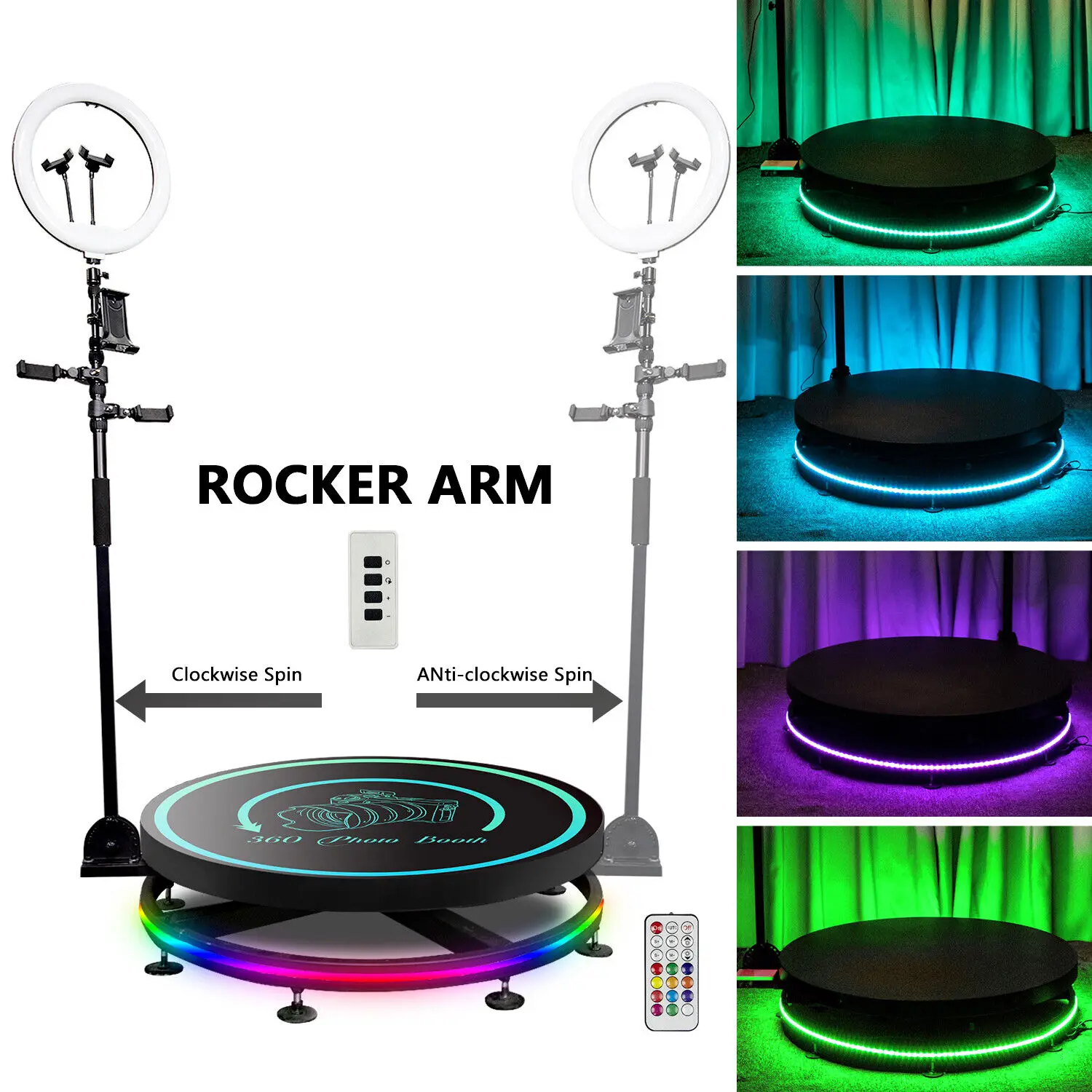 Intelligent Automatic Rotating Video Spin Machine Camera 360 Photo Booth glass Dance Floor Party Disco Night Club