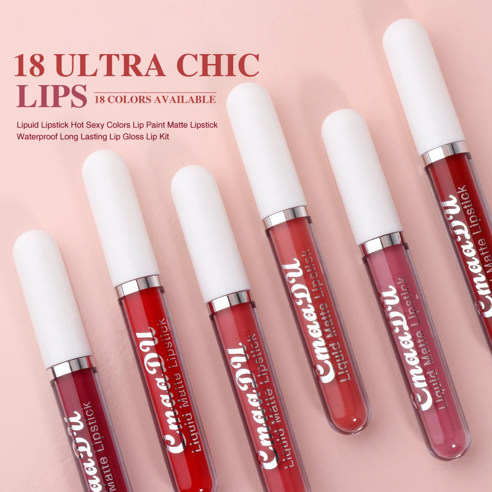 Long Lasting Non-Stick Lip Beauty Makeup Waterproof Liquid Lipstick Durable 18 Colors Silky Soft Matte Lip Gloss
