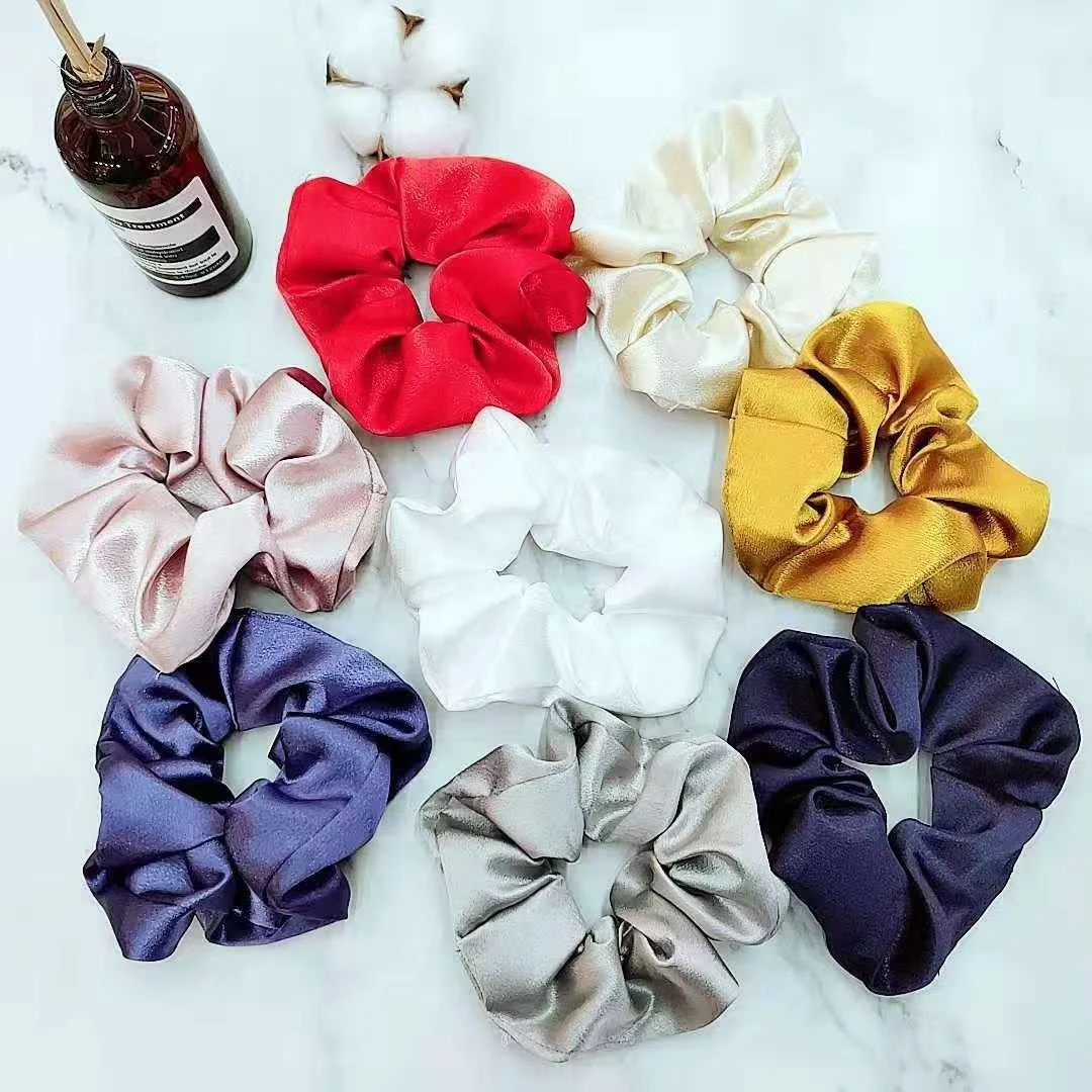 Ladies hair bands,  satin scrunchies popular mixed colors, wholesale cheap, Headwear