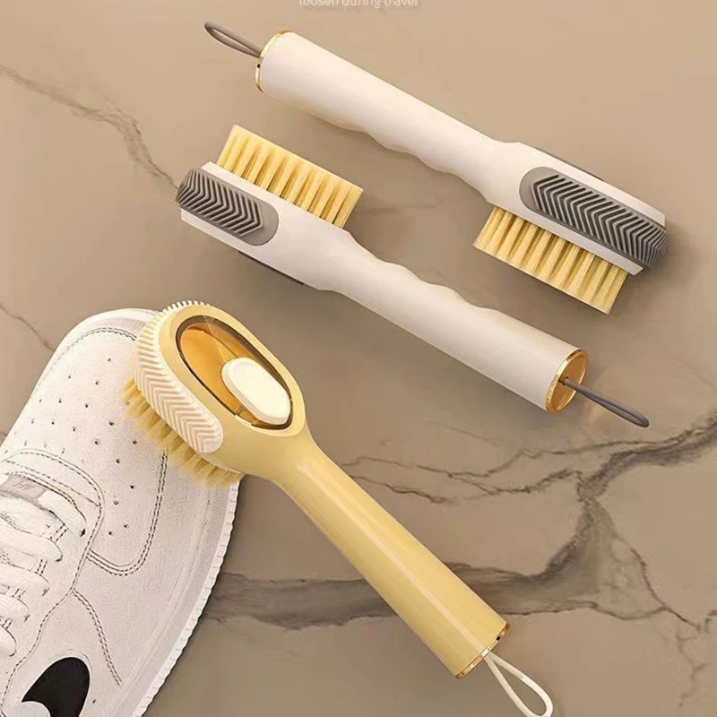 New Light Luxury Board Cleaning Liquid Added Shoe Brush Manual Plastic Soft Hair Shoe Brush Home Press Type Laundry Brush