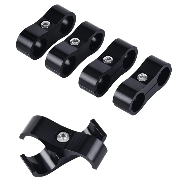 Auto Parts universal anodized two hole oil pipe clamp 4an 6an 8an 10an fuel line mounting billet braided hose separator clamp