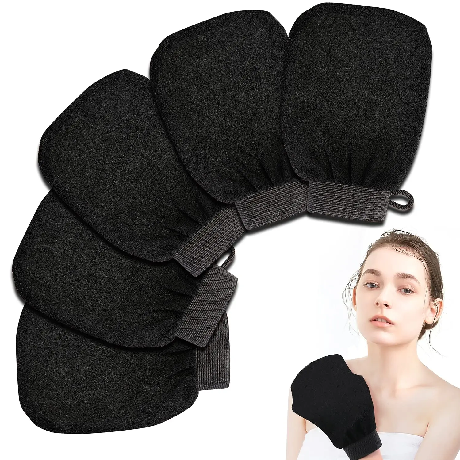 Korean Exfoliating Scrubbing Gloves,Dead Skin Remover Bath Mitts Scrubs for Hammam Massage Scrubber Tan Removal or Keratosis