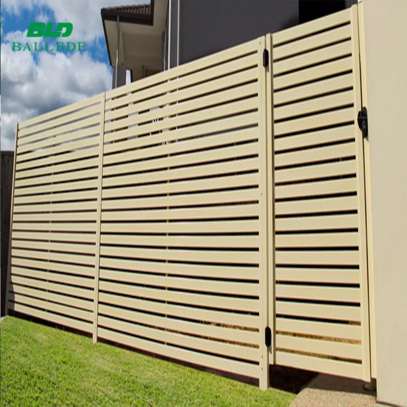 Hot sale prefabricated fixed powder coated black aluminum slat fence panels