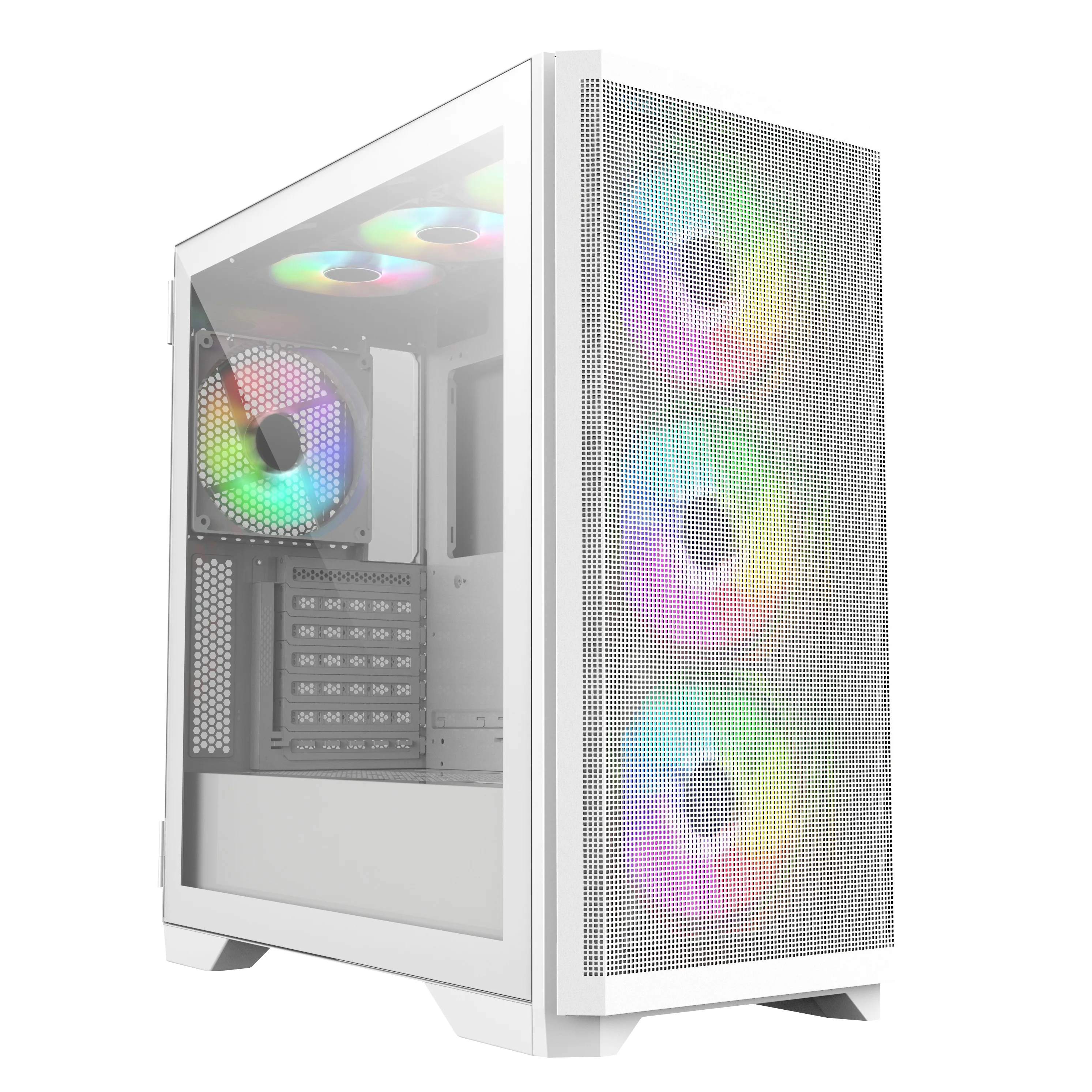 Latest hotselling EATX computer case metal mesh front panel top support 360mm cpu cooler white PC gaming case