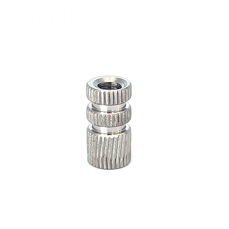 Injection Molded Stud Through Hole Hot Melt Chamfering Titanium Vertical Stripe Knurled Insert Nut For Plastic Housing