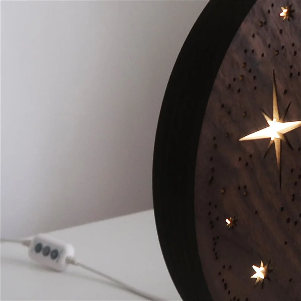 Wooden Moon lamp Moon Night Light Celestial Lamp star christmas wood light for gift