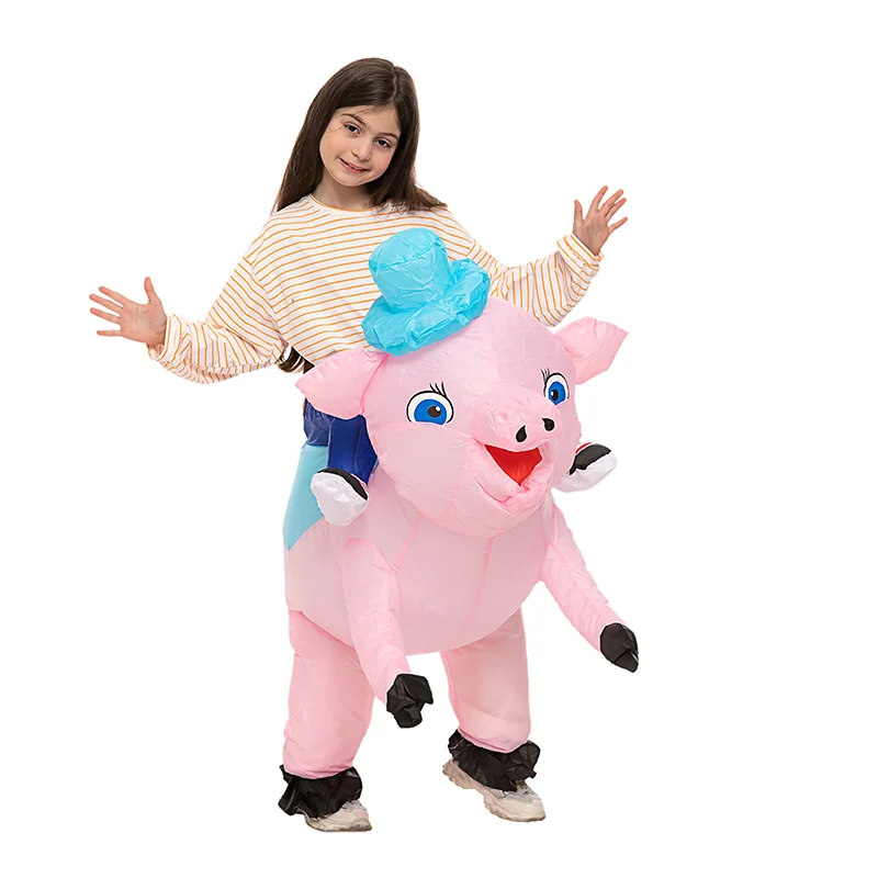 Cute Cat Inflatable Clothing Wholesale Cute Pink Anime Puppy Riding Kangaroo Piggy Inflatable Clothing For Children