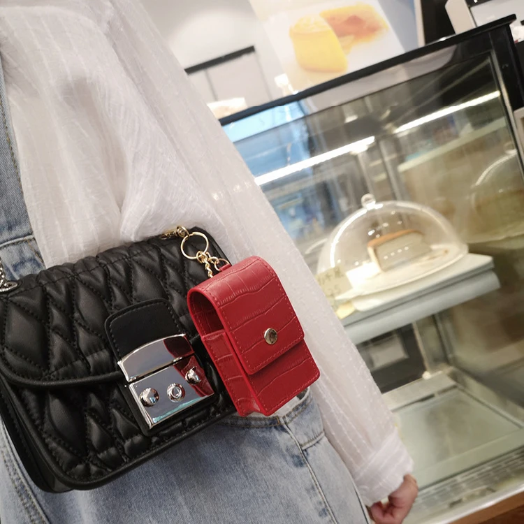 Women Fashion Makeup Lipstick Travel Pouch Organizer Leather Portable Beauty Case Toolbox Lipstick Bag with Mirror