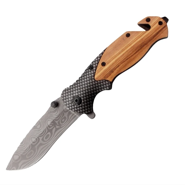 X50 Stainless Steel Camping Survival Hunting Olive Wood Handle Edc Knives Outdoor Folding Custom Pocket Knife Tools