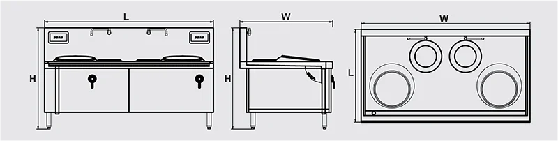 Restaurant Kitchen Equipment Electric Double Burner Stainless Steel Wok Induction Cooker