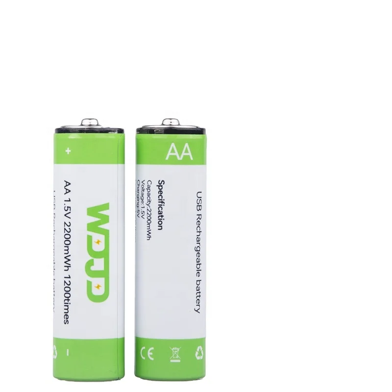 1.5V AA 2200mWh Rechargeable Lithium Ion Li-ion Battery with USB C Port High Capacity Li-ion Batteries