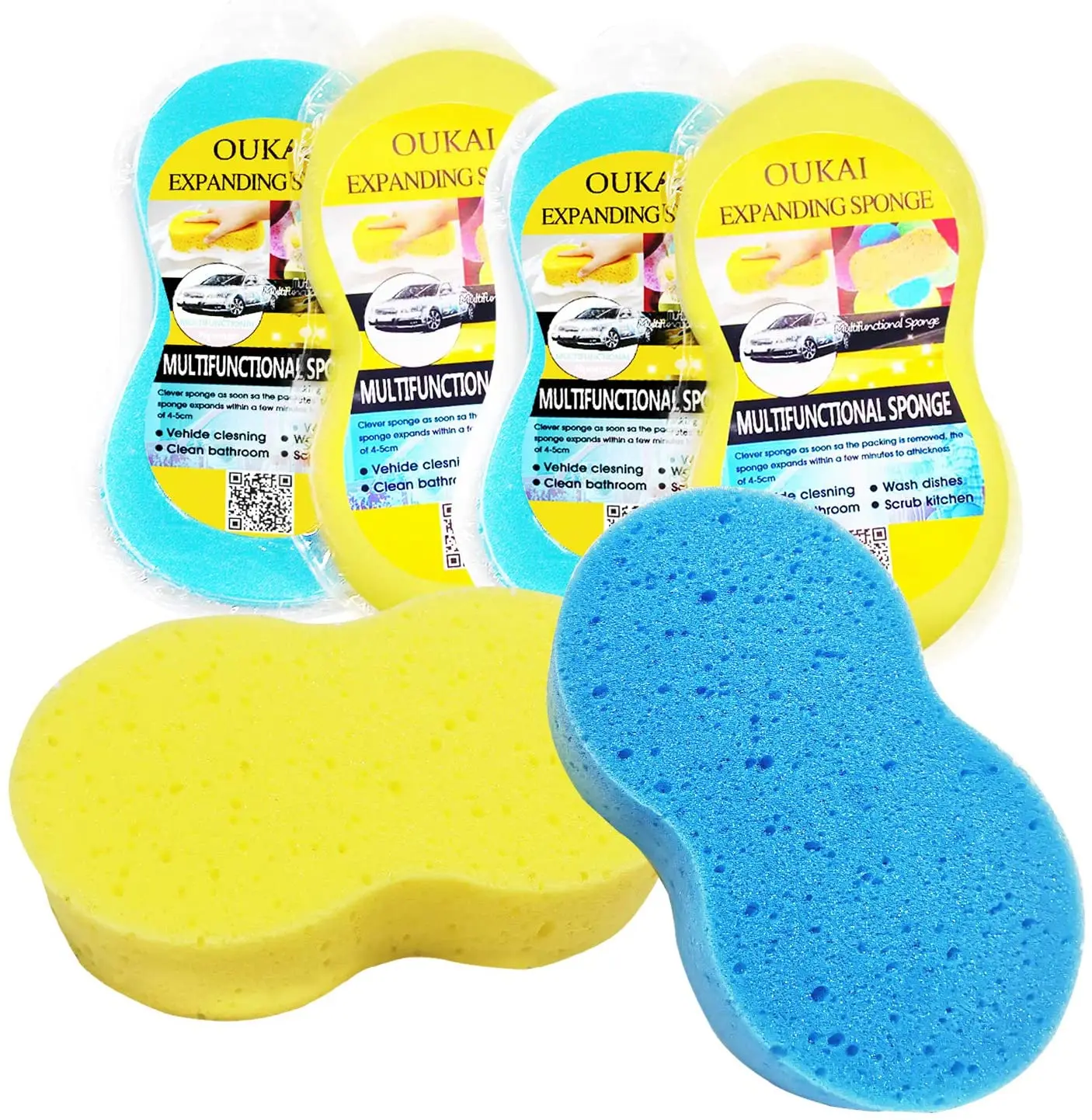 BONNOCar Wash Sponge Non-Scratch Large car Sponges for Washing Multi-Use Cleaing Sponges for Dishes Washing Bathroom and Kitchen