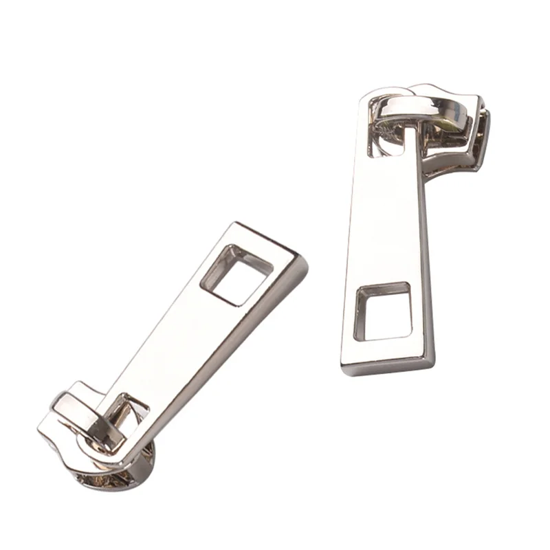 Ivoduff zipper head square shape silver 5# nylon head zipper pull