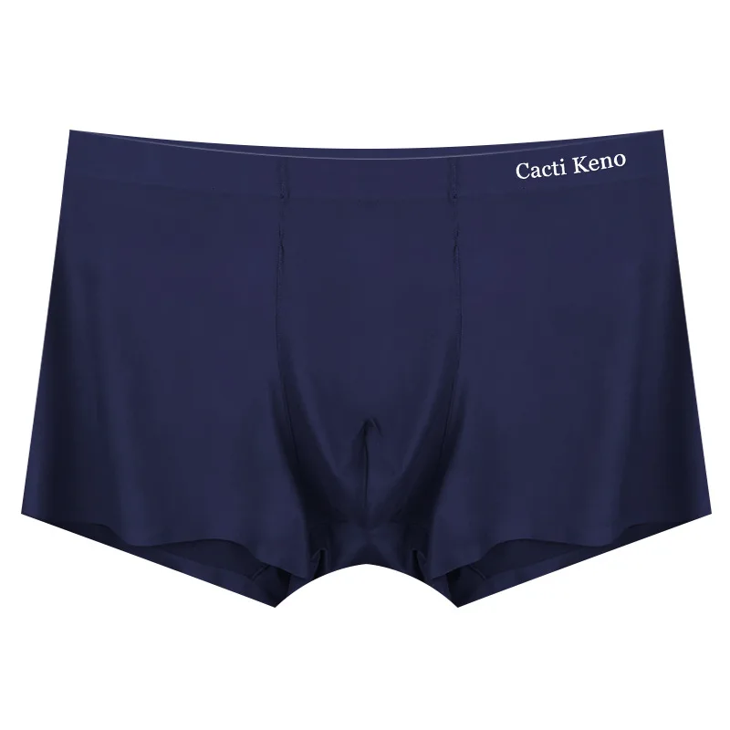 Factory direct selling ice silk seamless boxers breathable solid color large size men underwear boxer brief