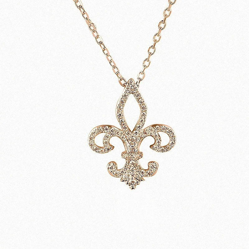 Pave Brilliant Iris Flower Luxury 925 sterling silver Necklace