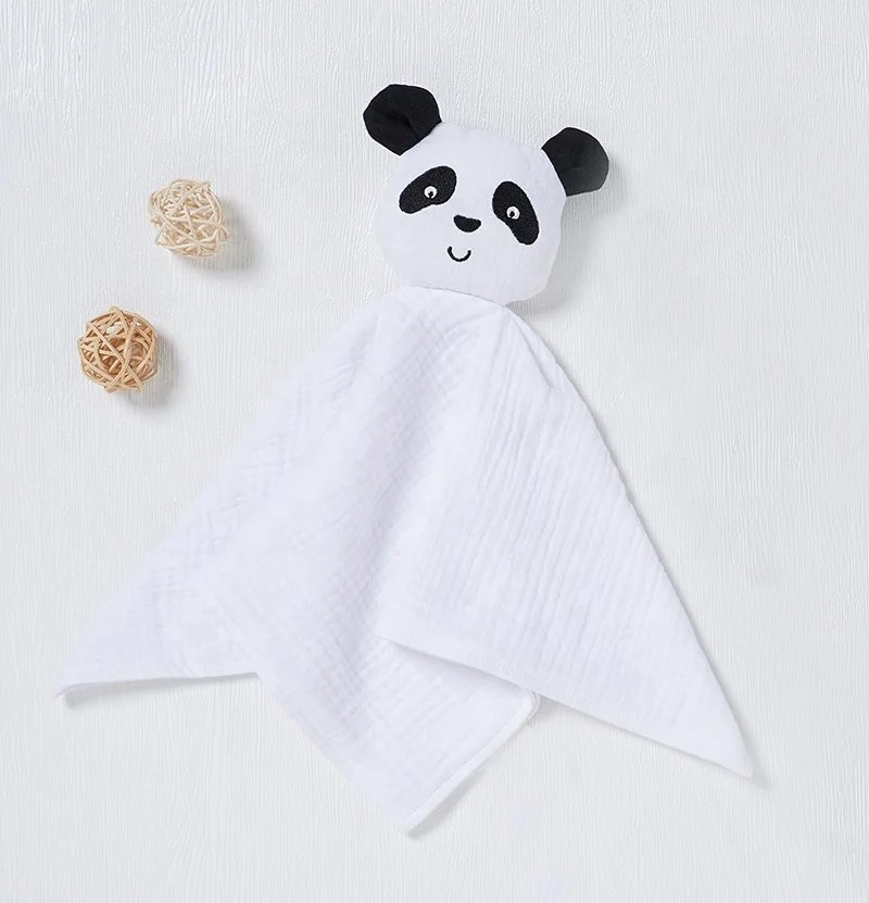 Wholesale CE Certificate Organic Cotton Muslin Panda Lovey Blanket For Baby