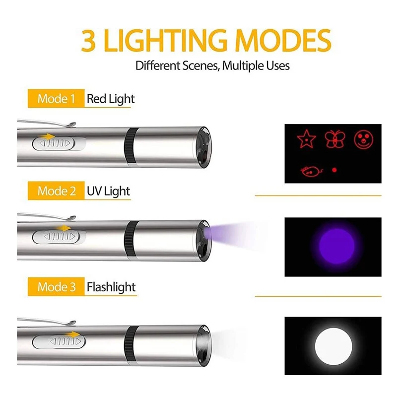 3 Modes Funny Cat Toy 5 Patterns Red Dot Laser Light Sight Pointer Laser Pen USB Charging Pet Interactive Toy