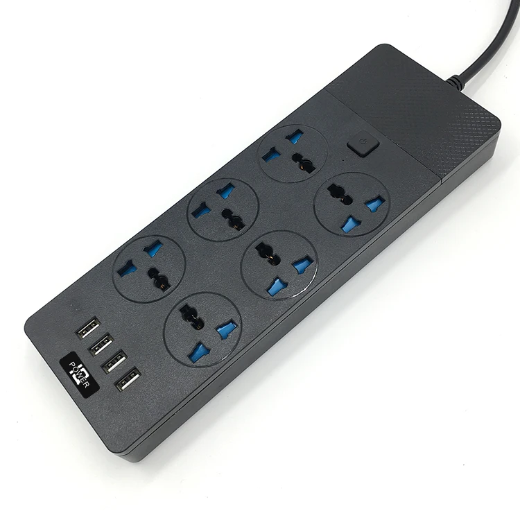 Multi-function power strip 16A high-power power socket UK plug with 3 USB 2m extension cord wiring board