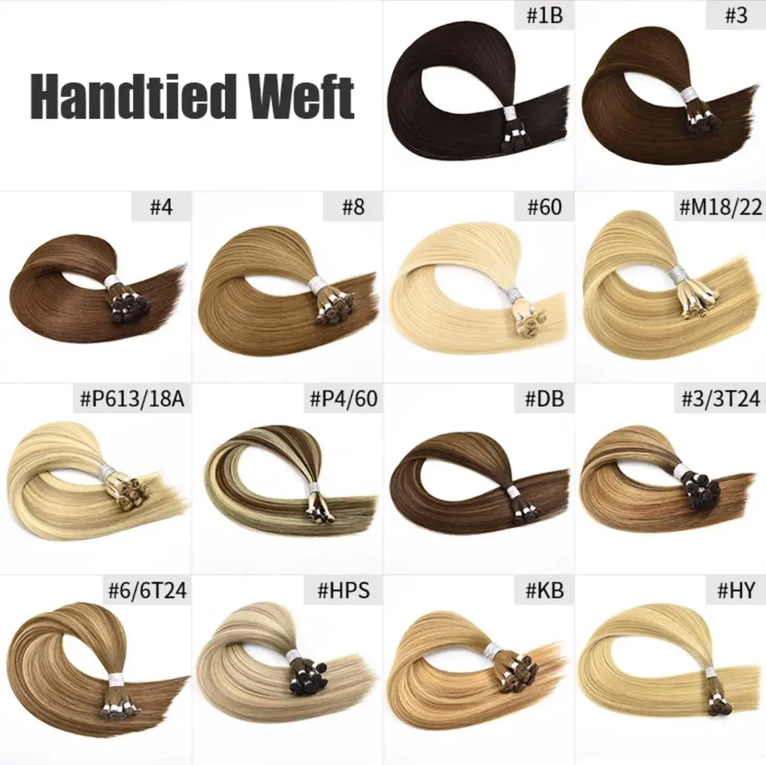 2022 New Product Luxury Genius Weft Cuticle Virgin Hair Russian Double Drawn Hand tied Hair Weft