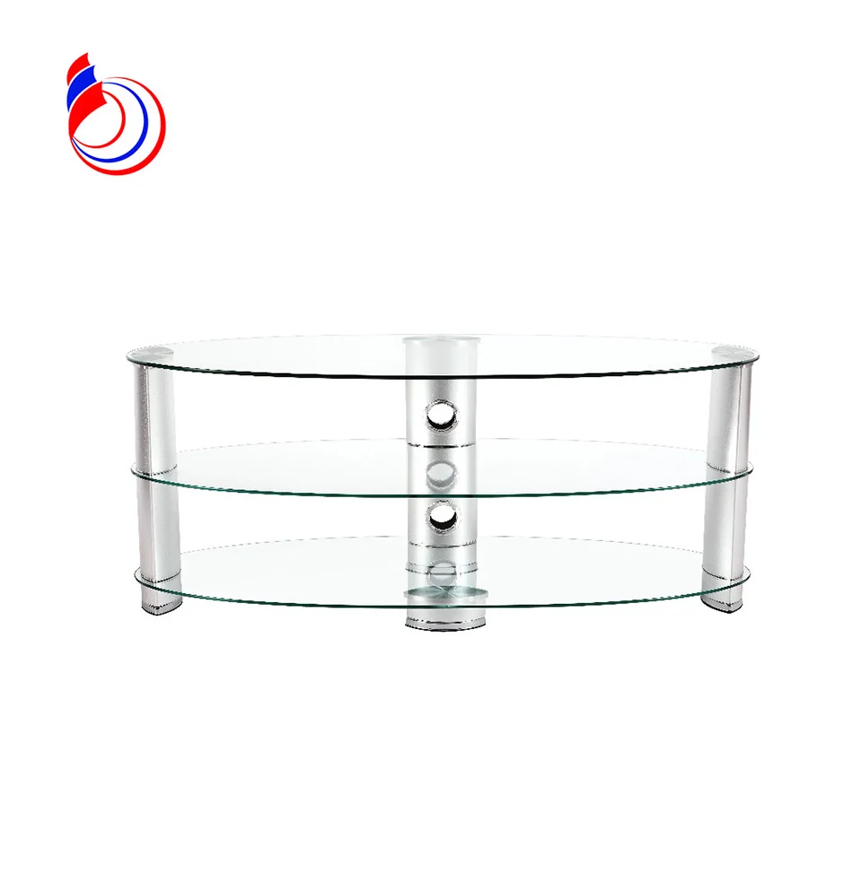 Wholesale Modern 3-tier Clear Tempered Glass LCD TV Stand Sale RA073