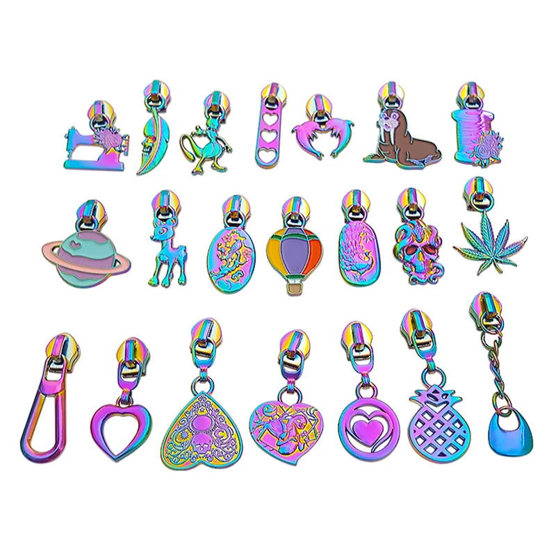 New arrival wholesale decorative cartoons logo zipper puller 5# metal zipper pull for bags