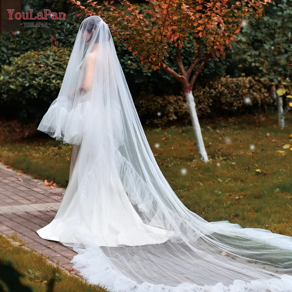 YouLaPan V117 Fashion Fold Edging Custom Polyester Double-Layer Wedding Bridal Veil 3 Meters Long