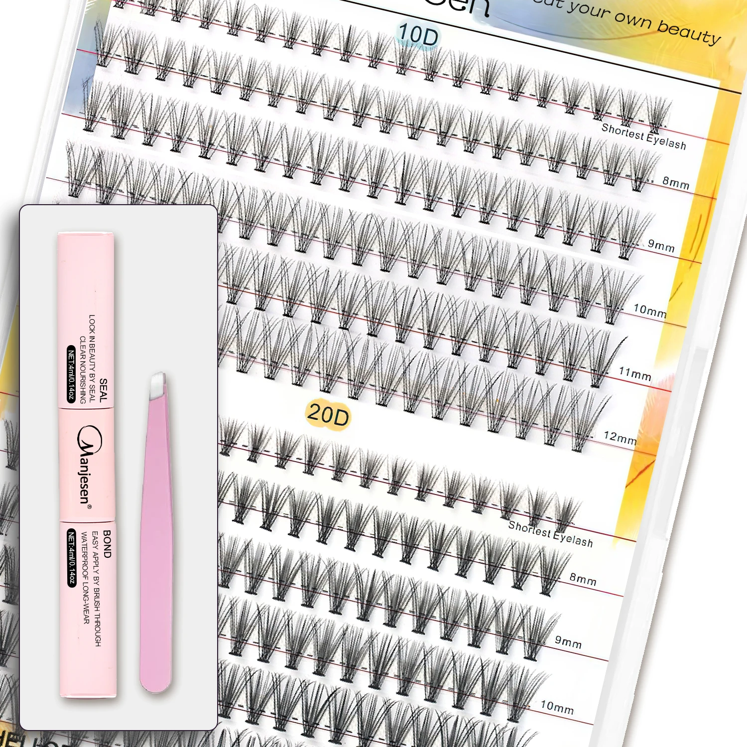 EYELASH Long lasting 7-10 days diy lash bond and sealer C D curl cluster segment lash diy lash extension kit