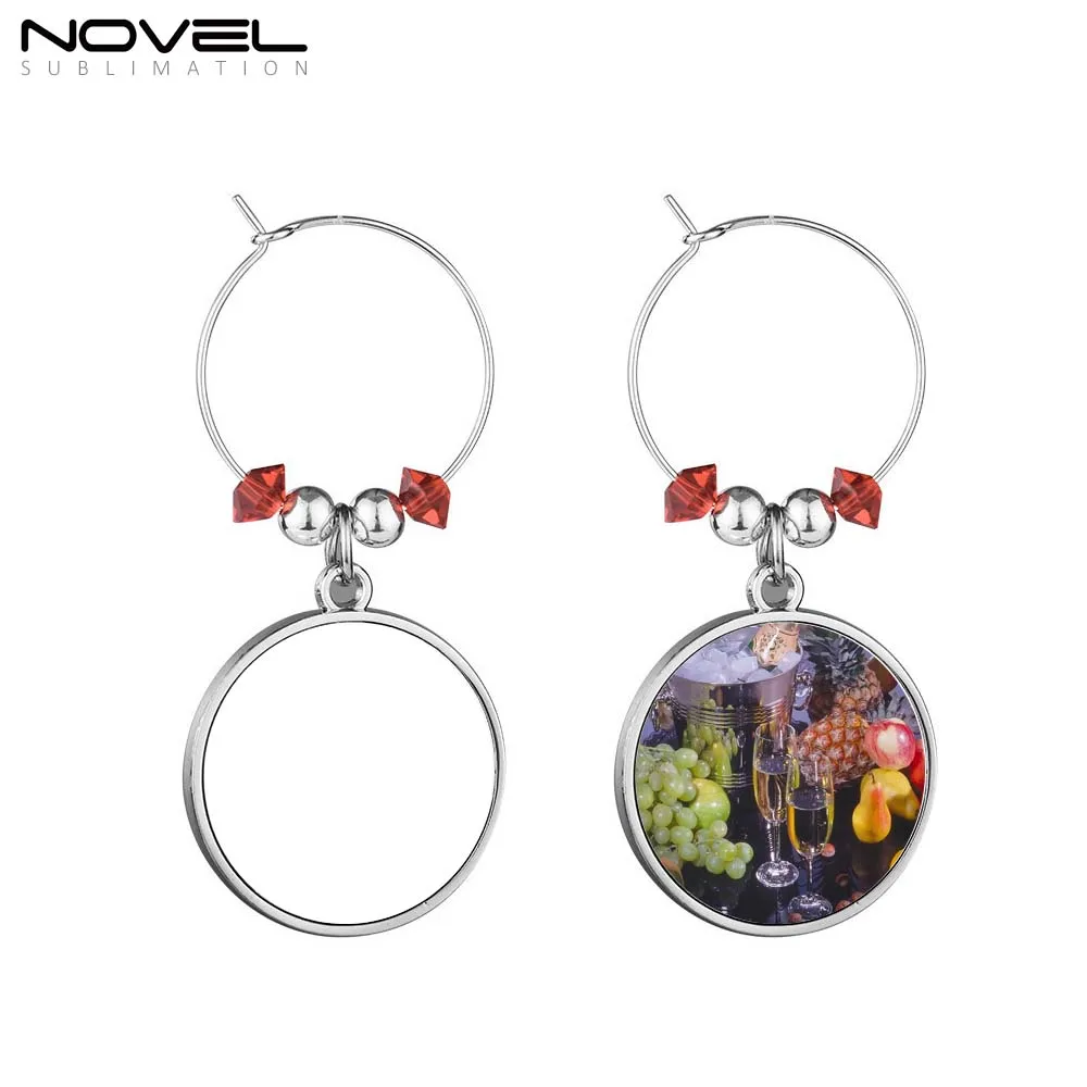 Diy Blanks Zinc Alloy Custom Sublimation Wine Glass Bottle Opener Ring Charms Bar Accessories Key Ring Pendants