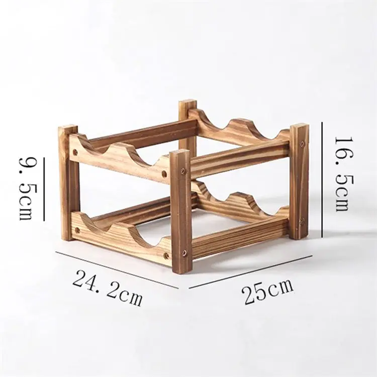 Hot Sales 12 Bottles 8 Slots Holder Storage Decorative Large Solid Wood Display Stand Stackable Countertop Wine Shelf Rack