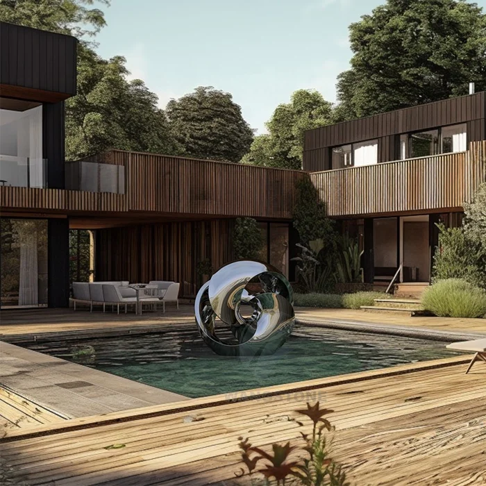 Modern Outdoor Giant Mirrored Stainless Steel Ball Sculpture