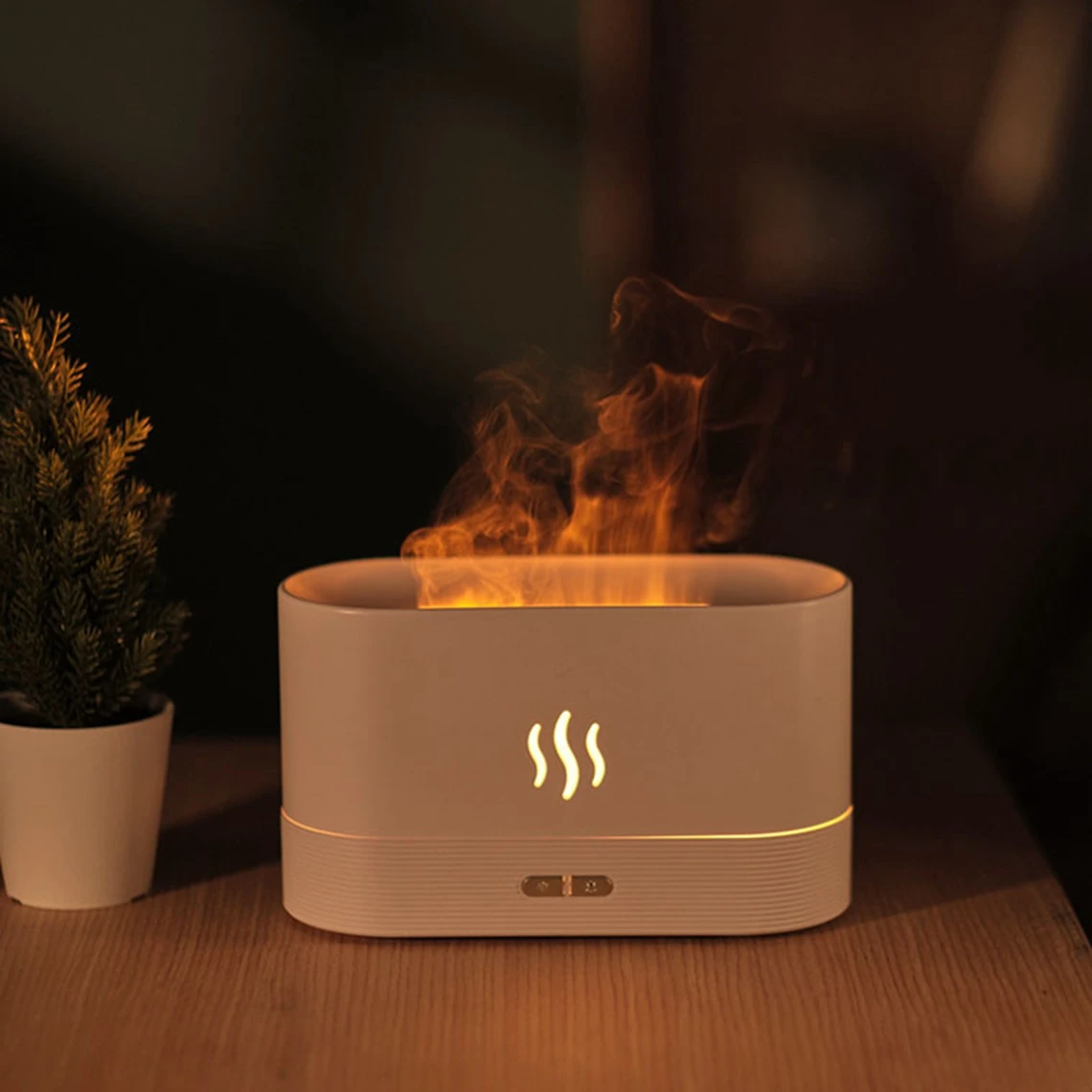Wholesale 3D Flame Diffuser 180Ml Portable Wood Grain Fire Diffuser Mini Flame Air Humidifier