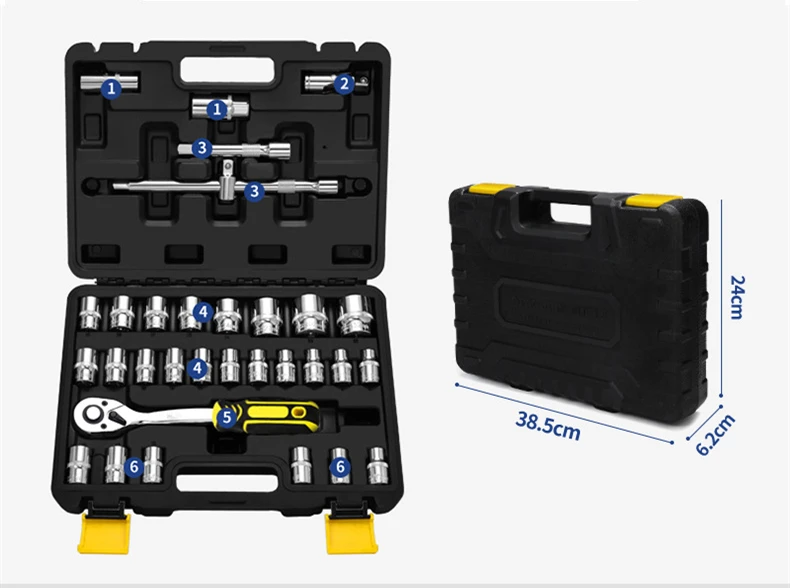 32 Pcs 1/2 Inch Tools Hardware Drive Ratchet Wrench Carbon Steel Socket Wrench Set