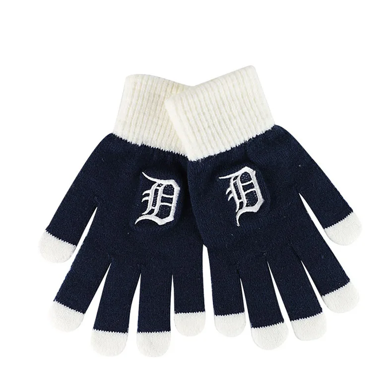 Sport Knitted Acrylic Hand Touch-Screen Gloves Custom Winter Gloves With Jacquard Logo For Adults Outdoor Use Touch Sensitive