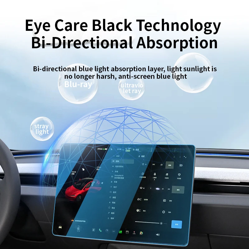 New version of Model 3 navigation screen toughened film super clear version 1 piece set