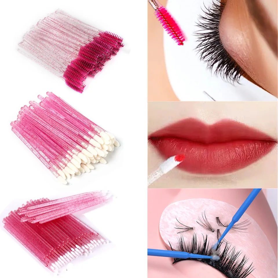 Wholesale  Applicator Wands Transparent Handle Private Label Lip Exfoliator Makeup Brush Applicator Disposable lip scrub brush